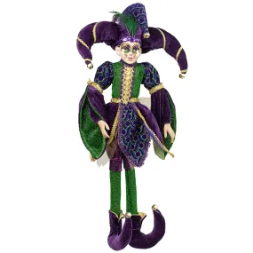 24" Mardi Gras Masked Sitting Jester Doll