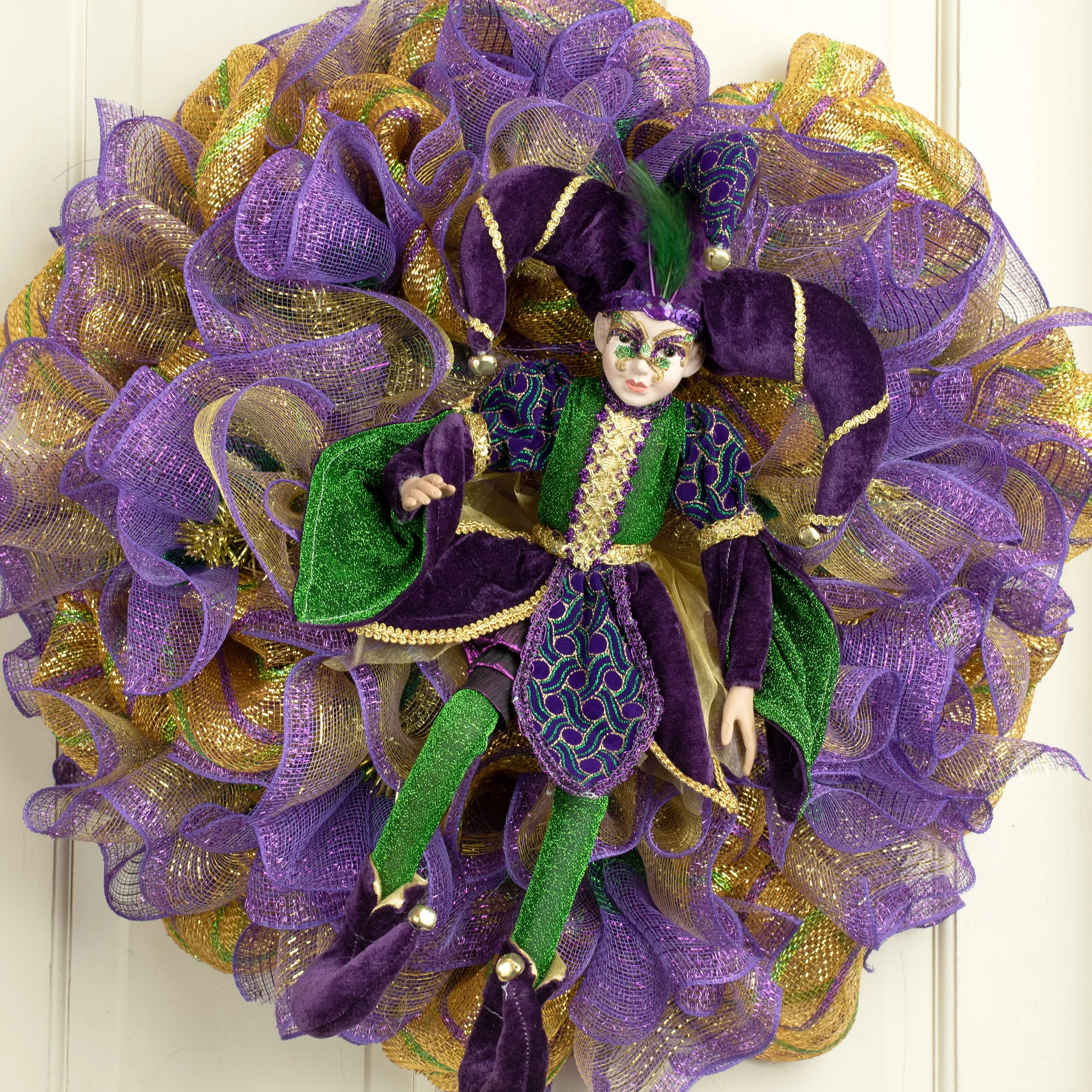 24" Mardi Gras Masked Sitting Jester Doll