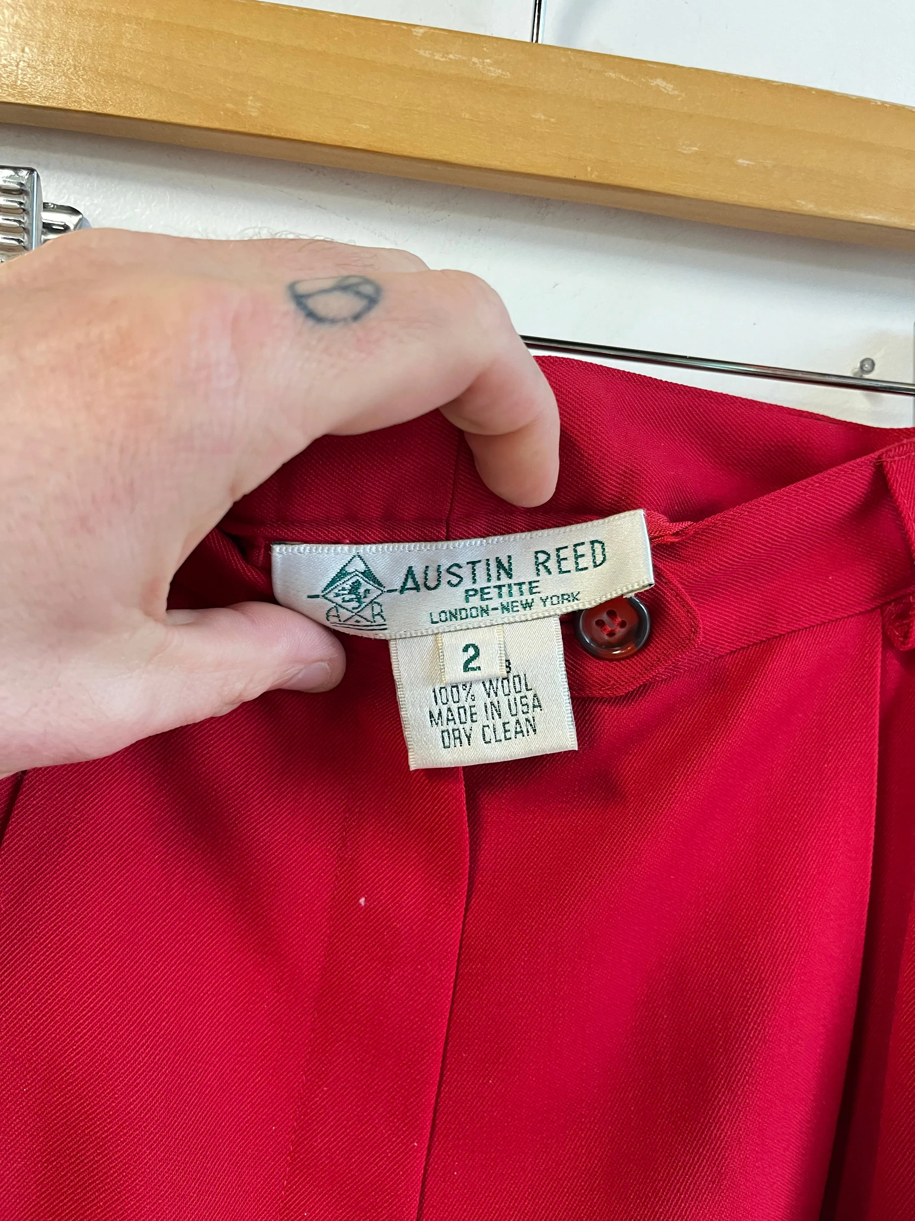 90s Red Wool High Waist Trouser
