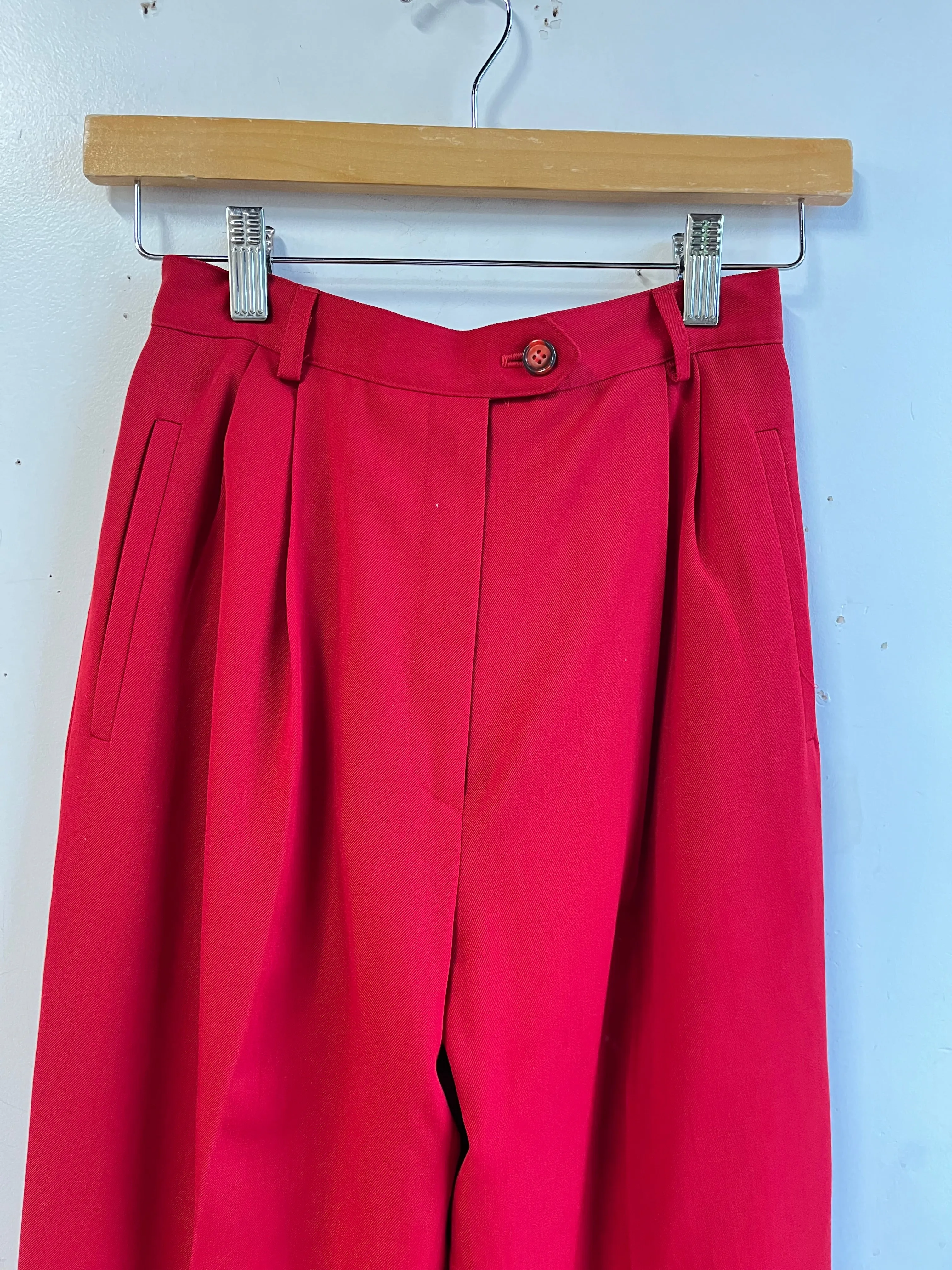 90s Red Wool High Waist Trouser