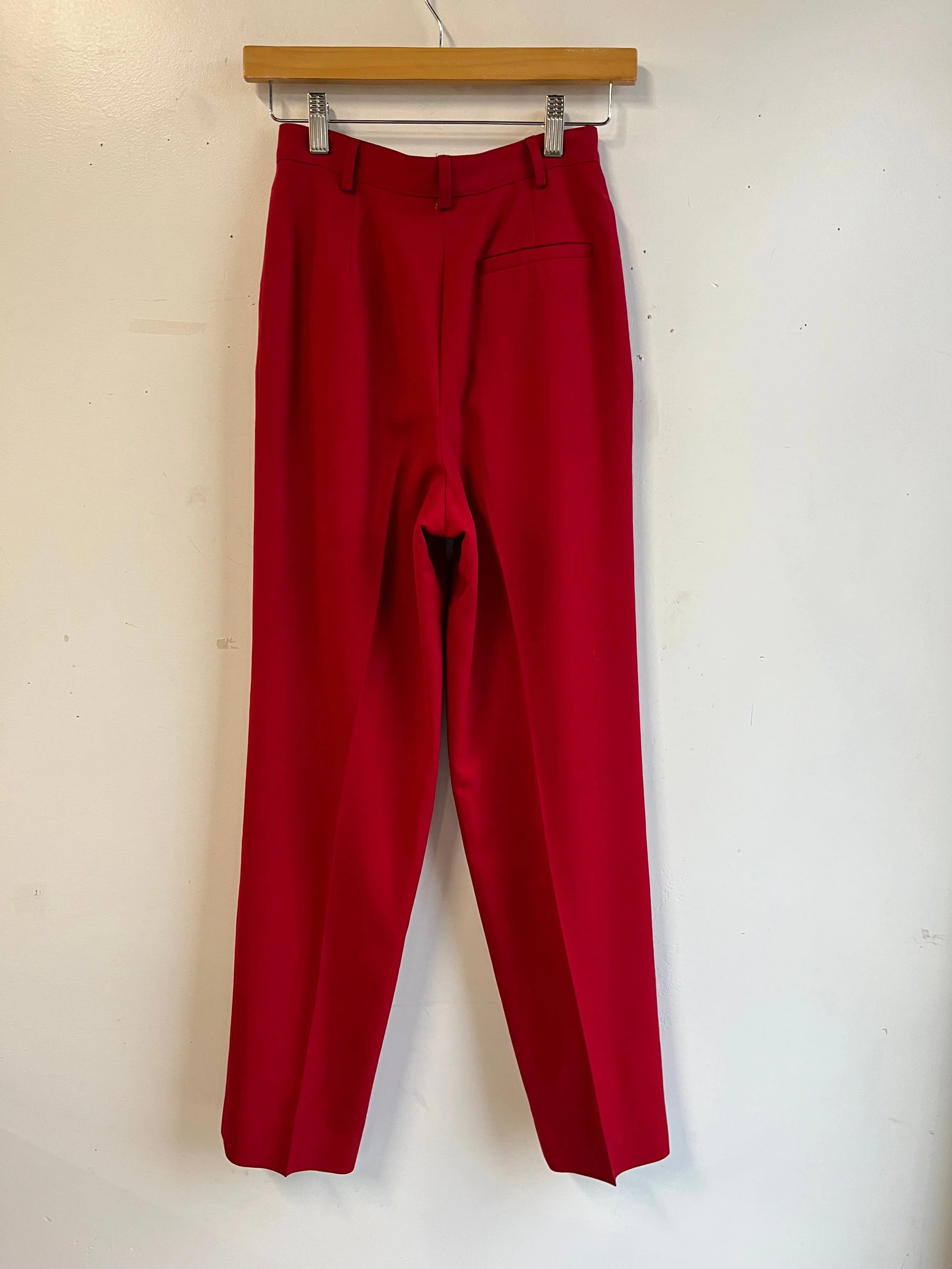 90s Red Wool High Waist Trouser