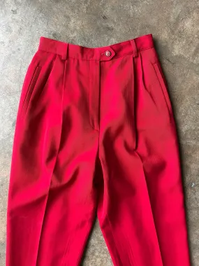 90s Red Wool High Waist Trouser