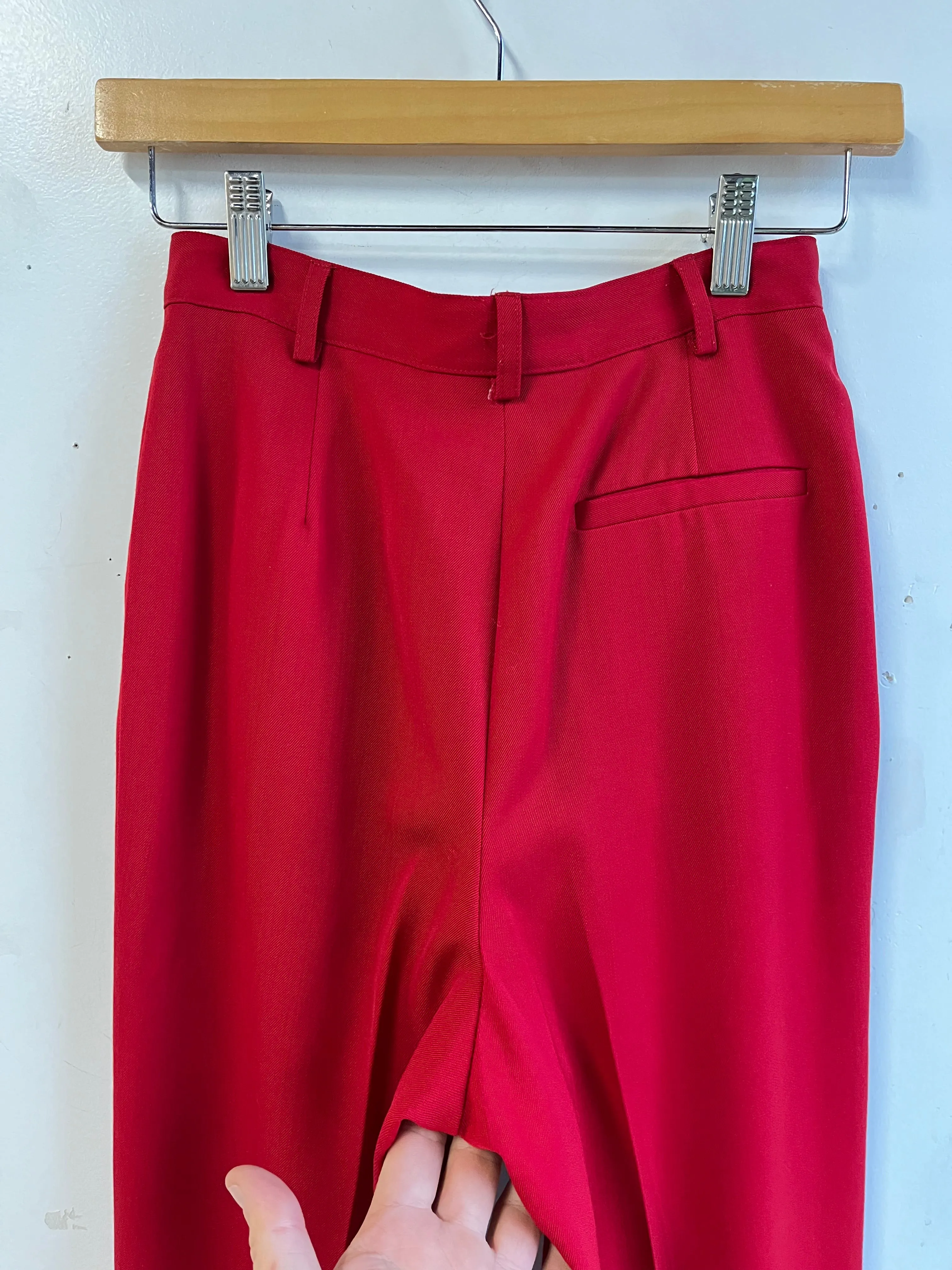 90s Red Wool High Waist Trouser