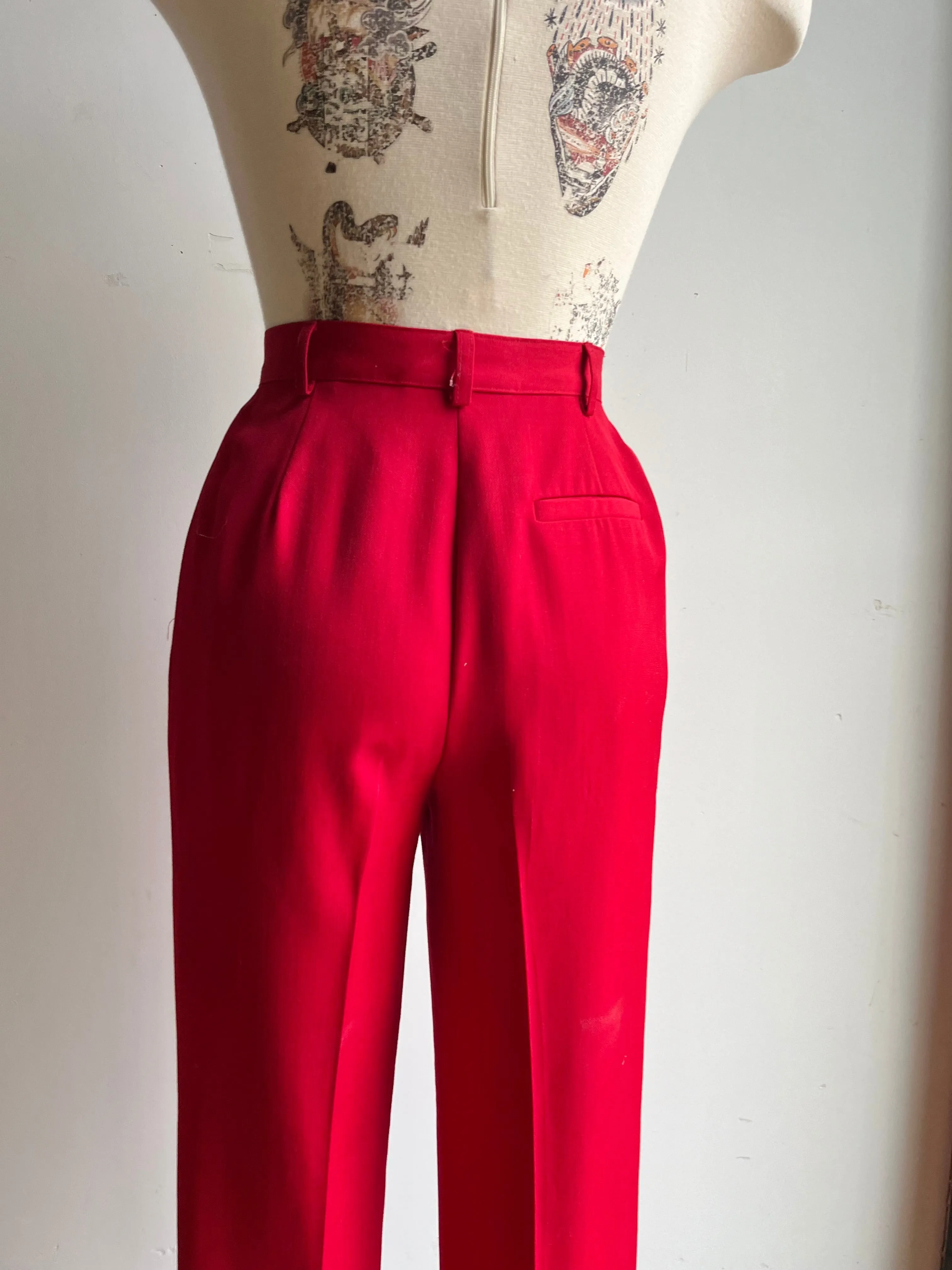 90s Red Wool High Waist Trouser