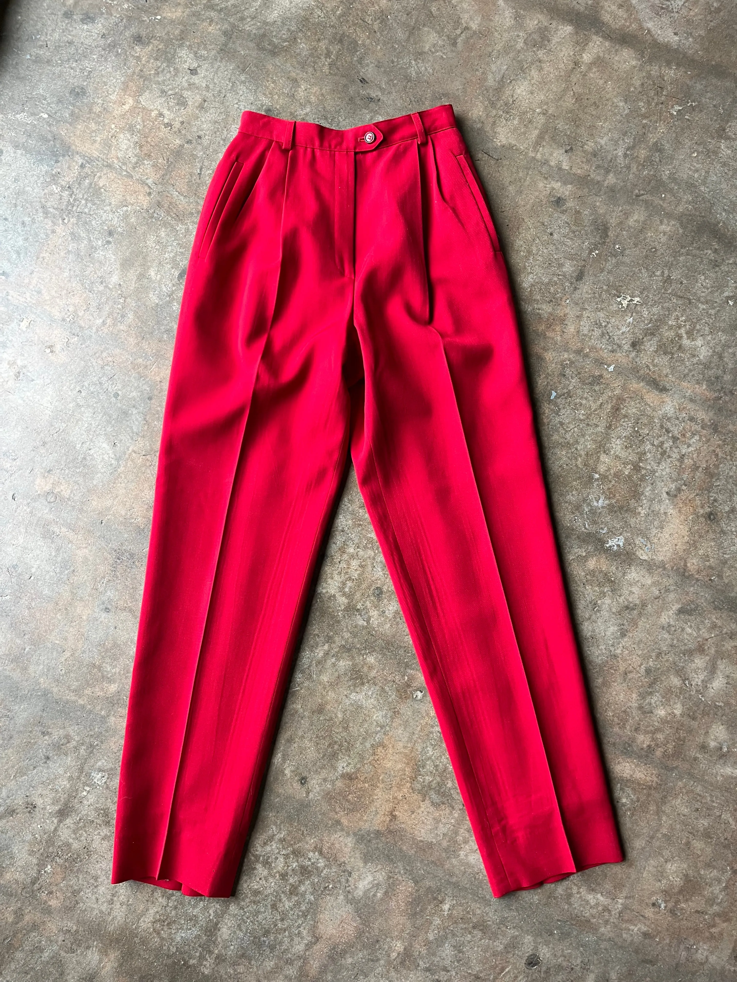 90s Red Wool High Waist Trouser