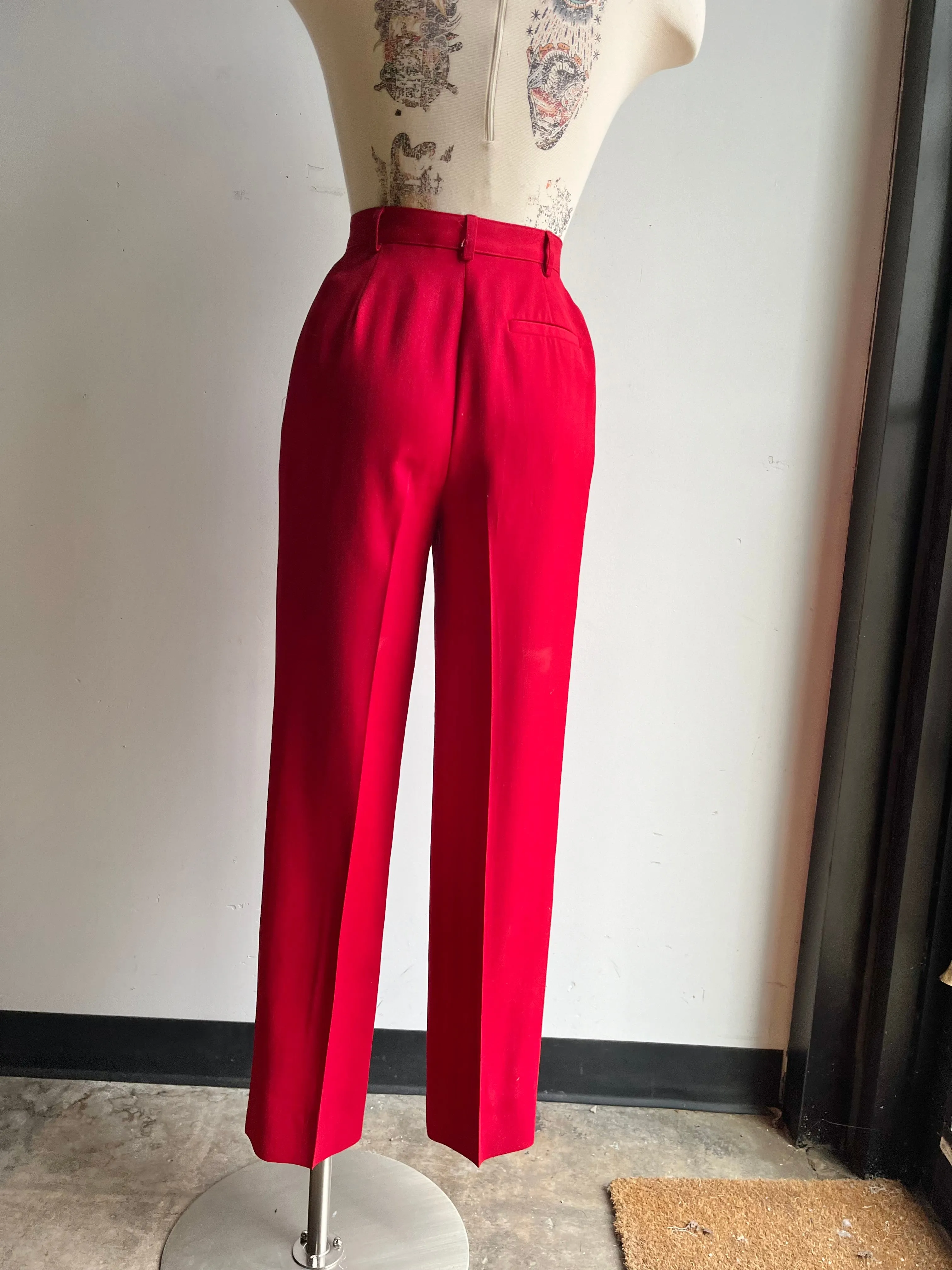 90s Red Wool High Waist Trouser