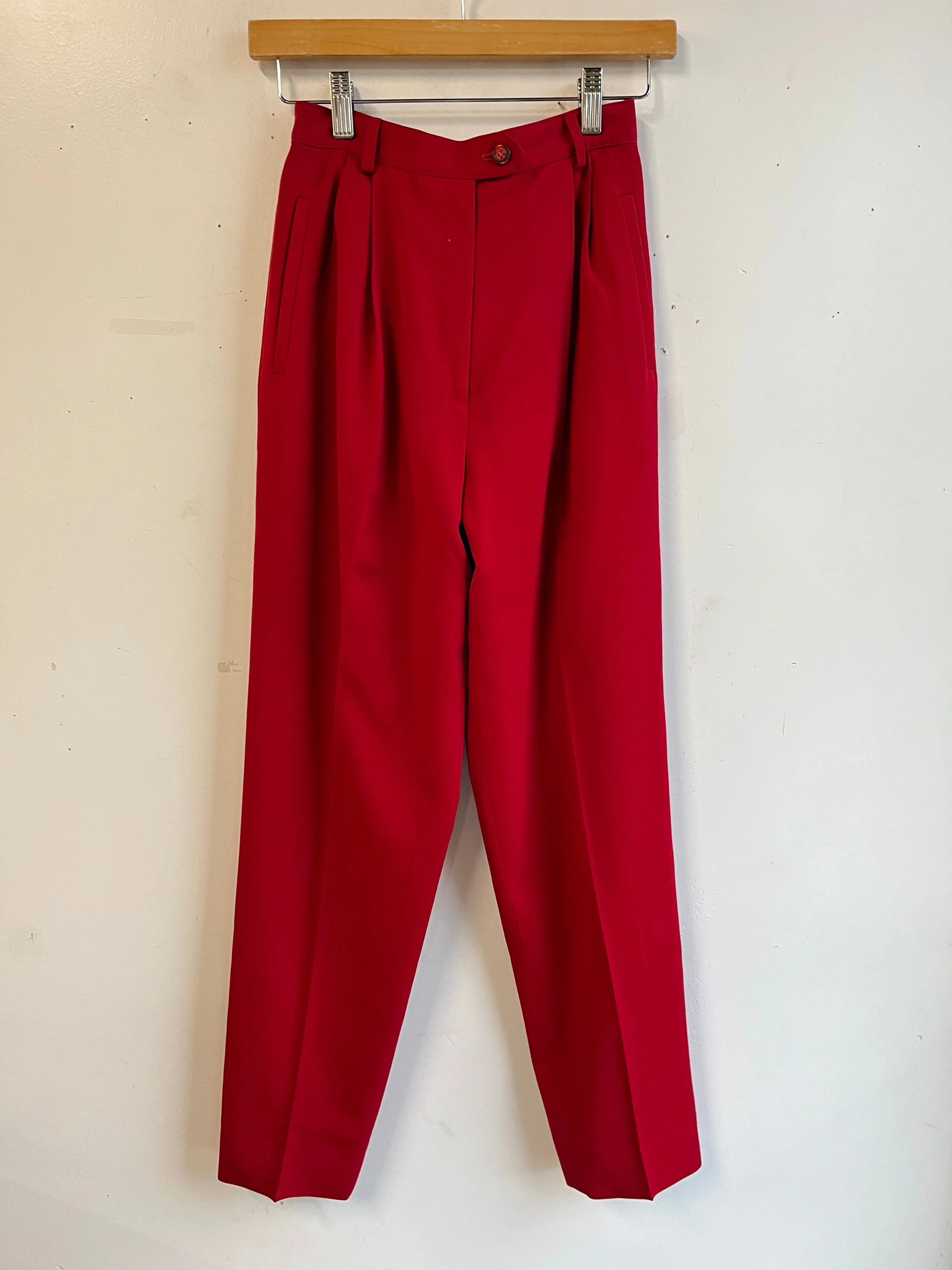 90s Red Wool High Waist Trouser