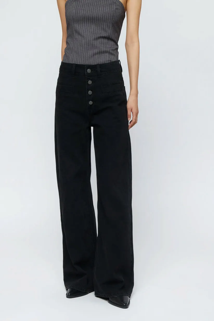 Black high waist straight jean