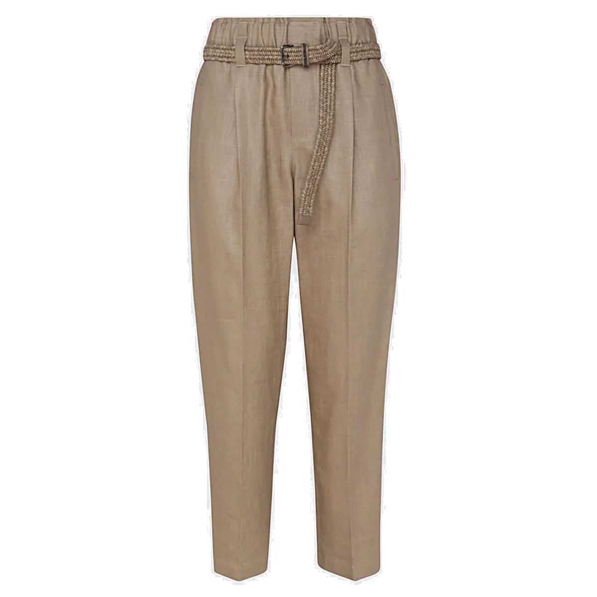 Brunello Cucinelli High Waist Belted Cropped Pants