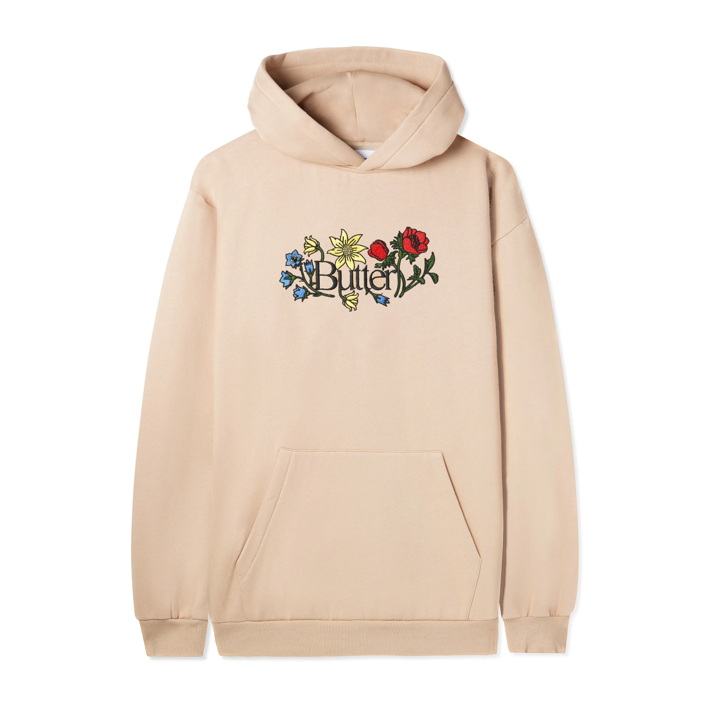 BUTTER GOODS FLORAL EMBROIDERED HOODIE TAN