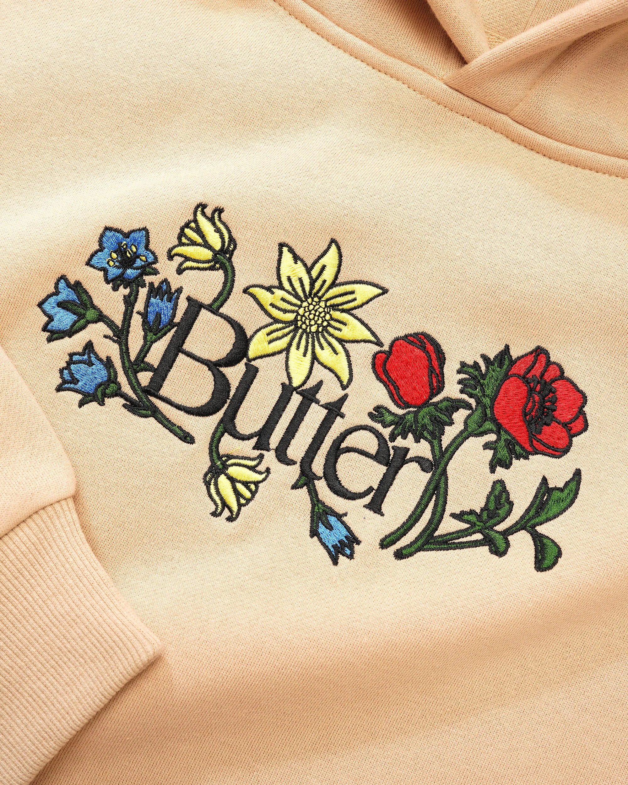BUTTER GOODS FLORAL EMBROIDERED HOODIE TAN
