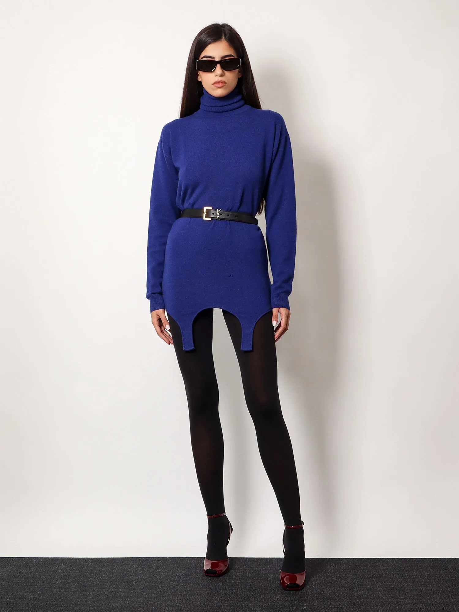 Cashmere sweater with garter detail