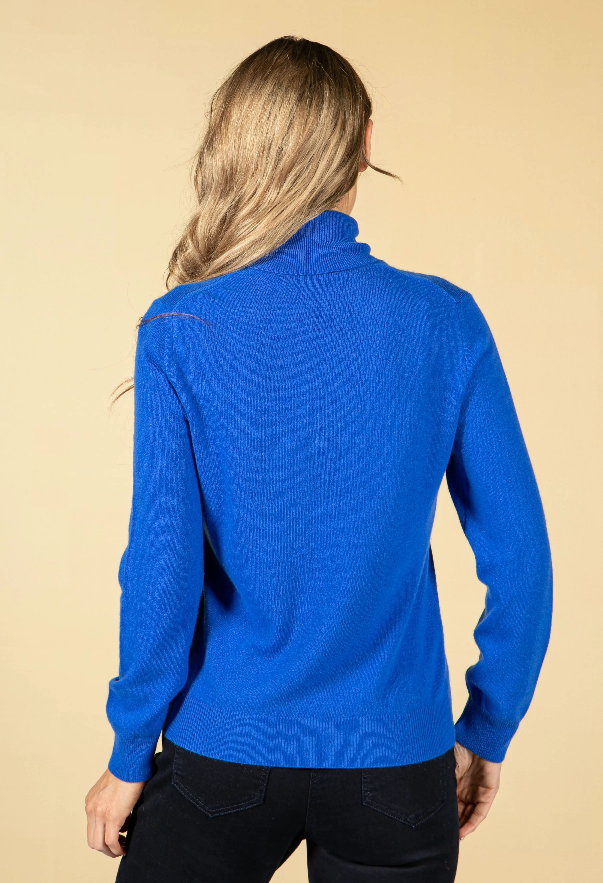 Cashmere Touch Turtleneck Knit In Royal Blue