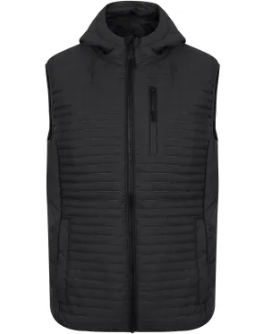 Colwyn Bay Embossed Quilted Gilet with Hood in Black - Dissident