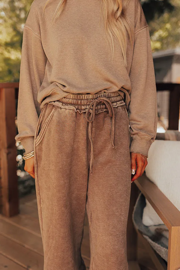 Cozy Daydream High Waist Vintage Wash Pants in Mocha