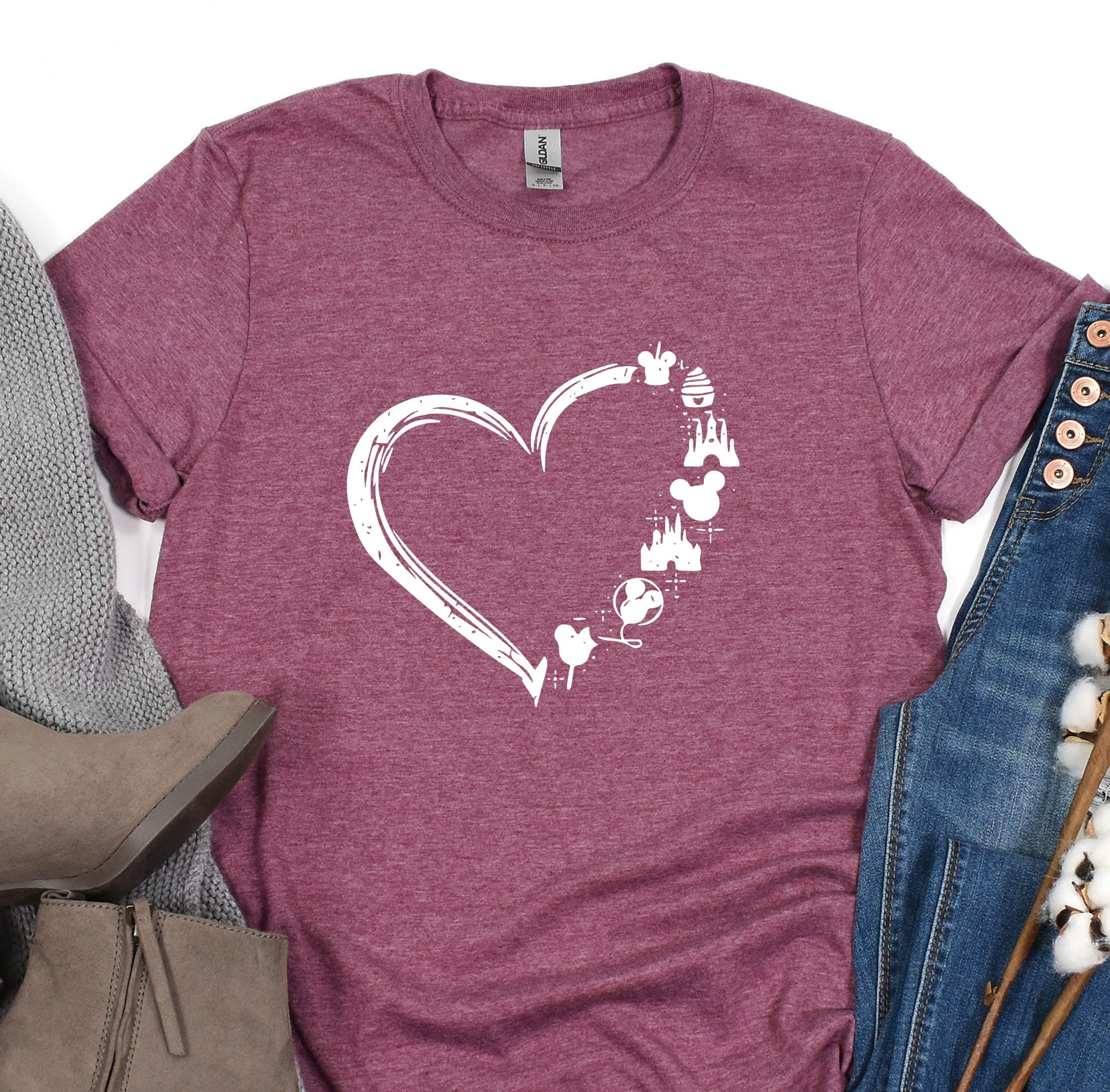 Disney Heart Shirt, Mickey and Friends TShirt, Disney Family Shirt, Disney Shirt for Women, Disney Shirt for Gift, Disneyland Matching Tee