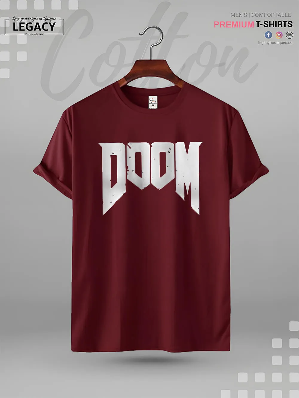 Doomguy Doom Character Name Printed Men's High Quality T-Shirt In Lowest Price