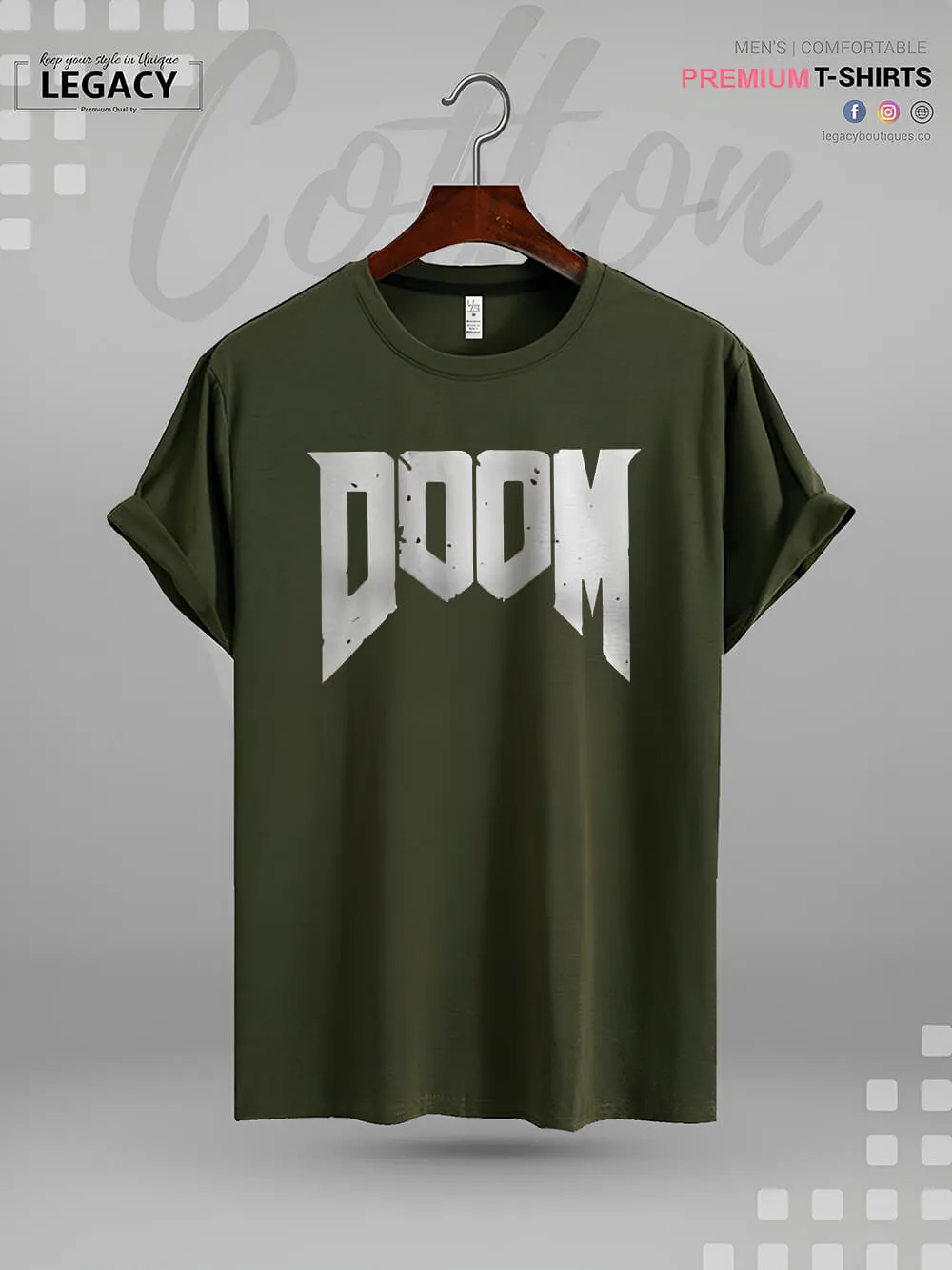 Doomguy Doom Character Name Printed Men's High Quality T-Shirt In Lowest Price