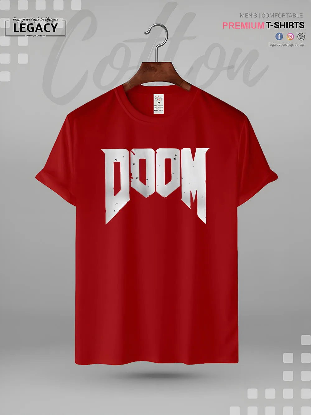Doomguy Doom Character Name Printed Men's High Quality T-Shirt In Lowest Price