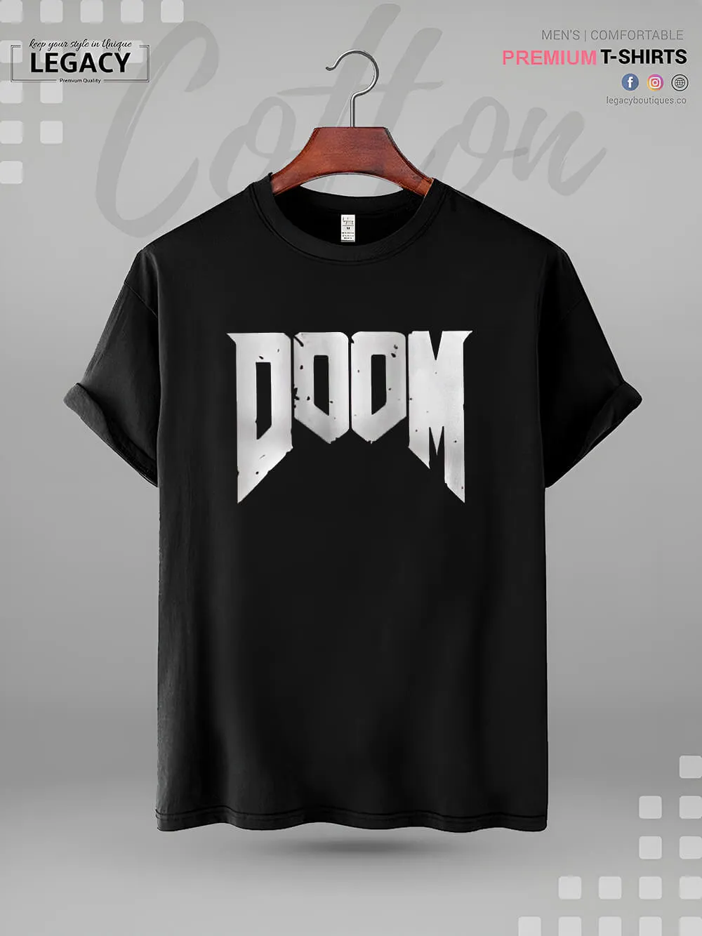 Doomguy Doom Character Name Printed Men's High Quality T-Shirt In Lowest Price