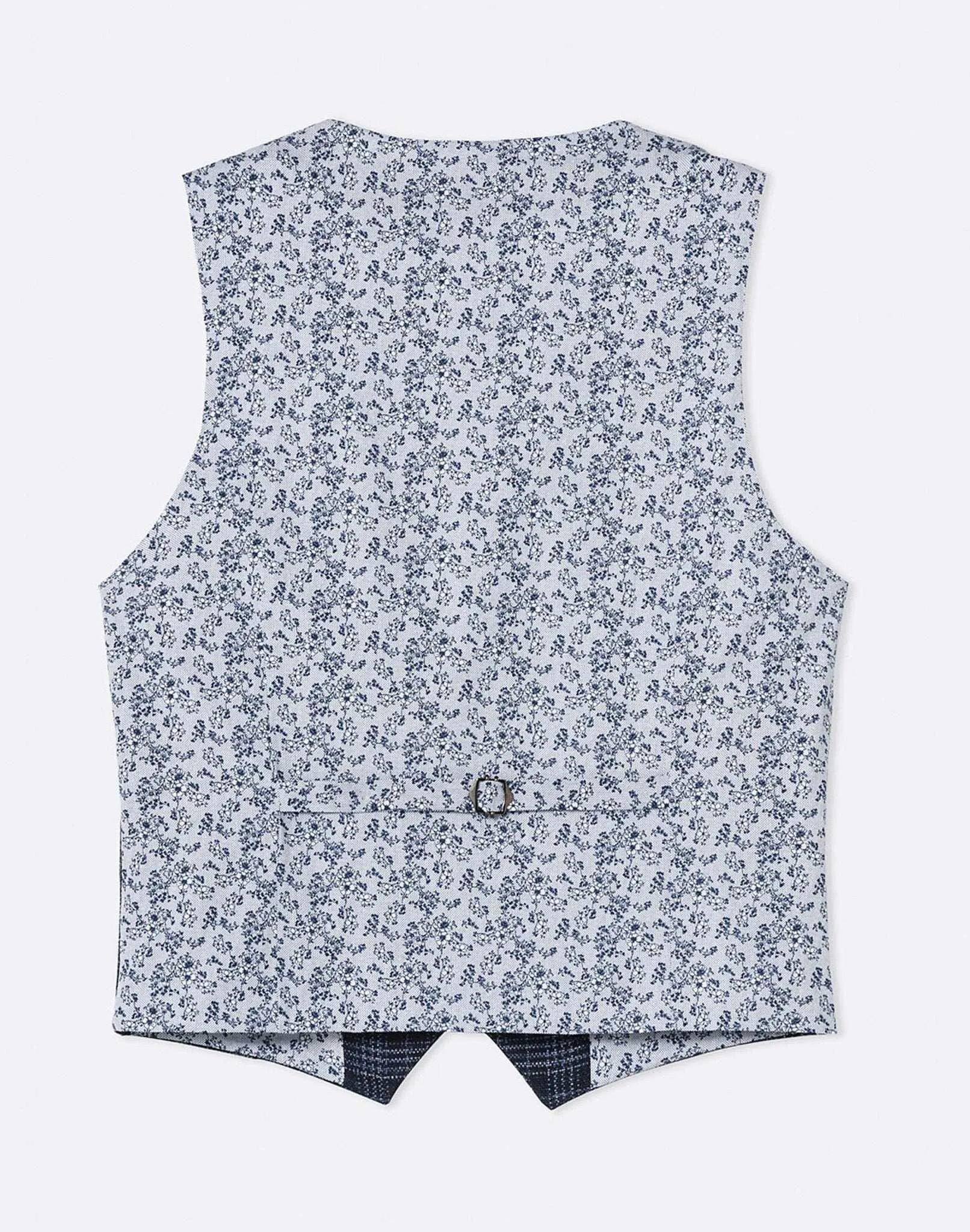 Gilet droit carreaux bleu marine
