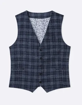 Gilet droit carreaux bleu marine