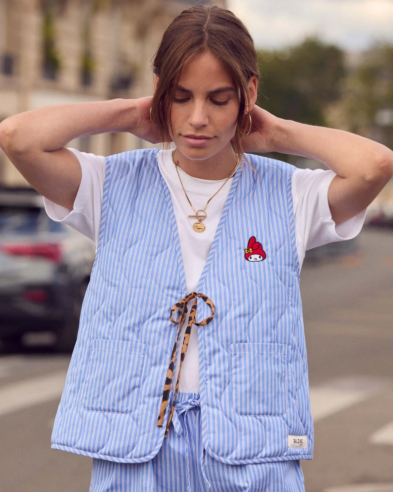 Gilet Nuance rayures bleu et blanc My Melody
