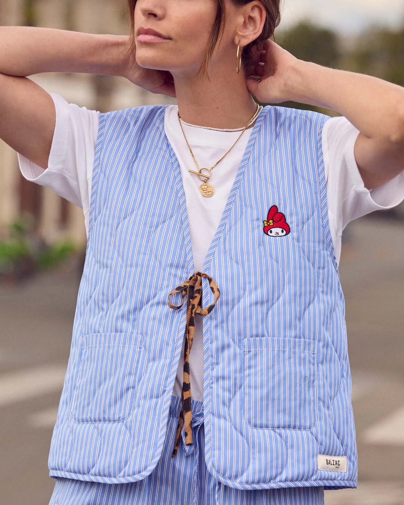 Gilet Nuance rayures bleu et blanc My Melody