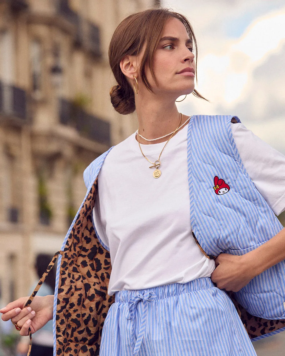 Gilet Nuance rayures bleu et blanc My Melody