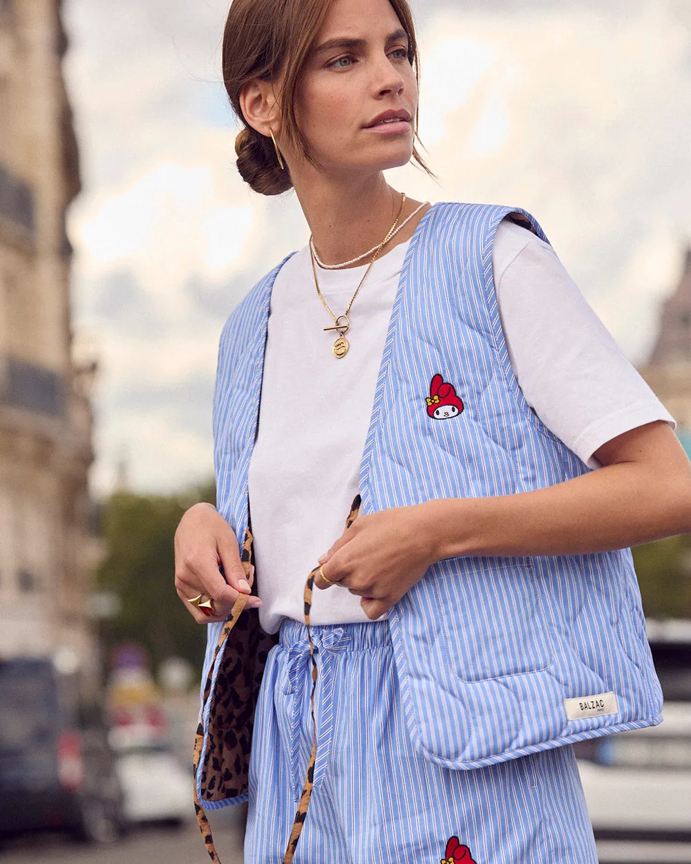 Gilet Nuance rayures bleu et blanc My Melody