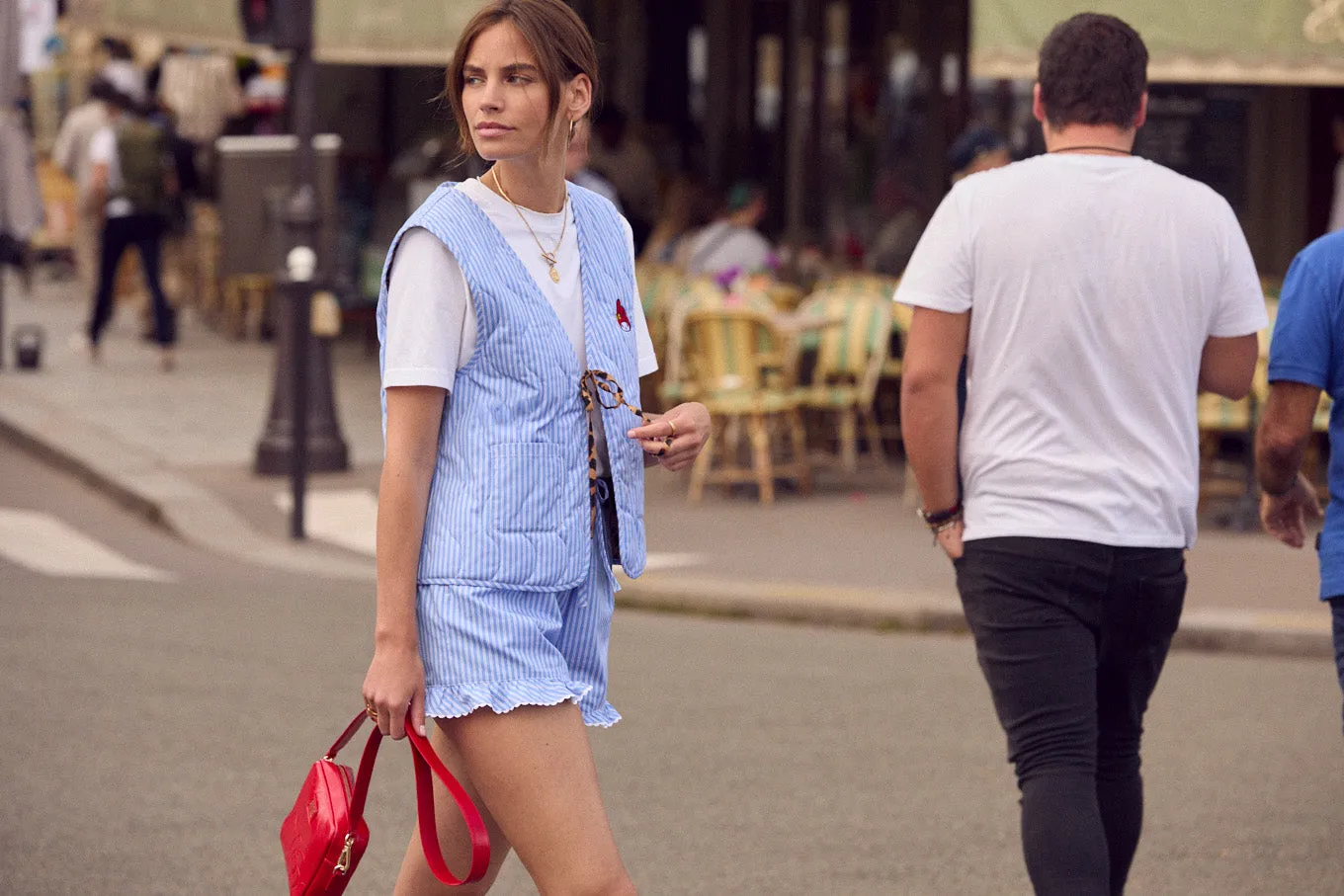 Gilet Nuance rayures bleu et blanc My Melody