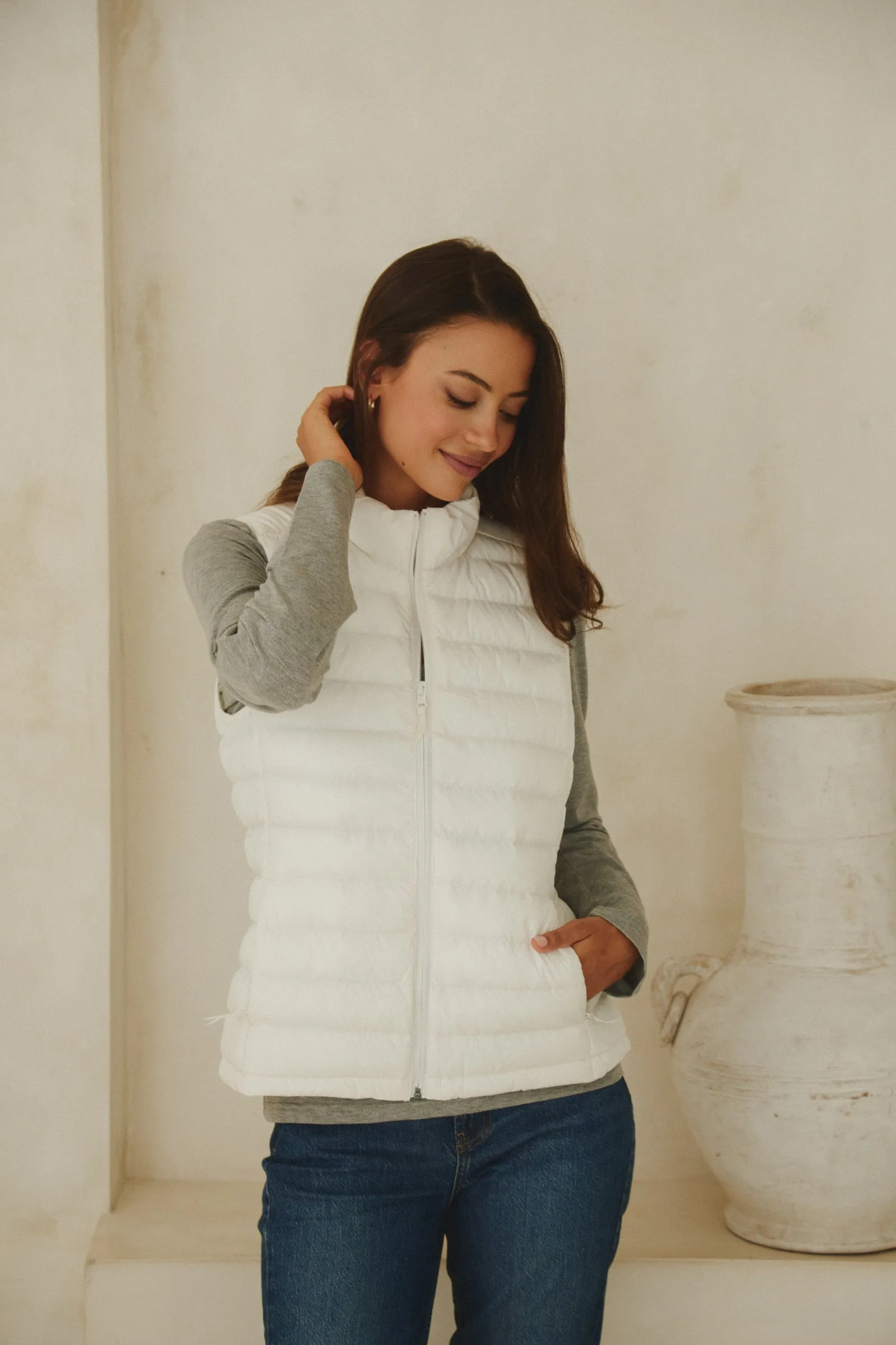 Glacial Gilet (Neck Lotus Embroidery)
