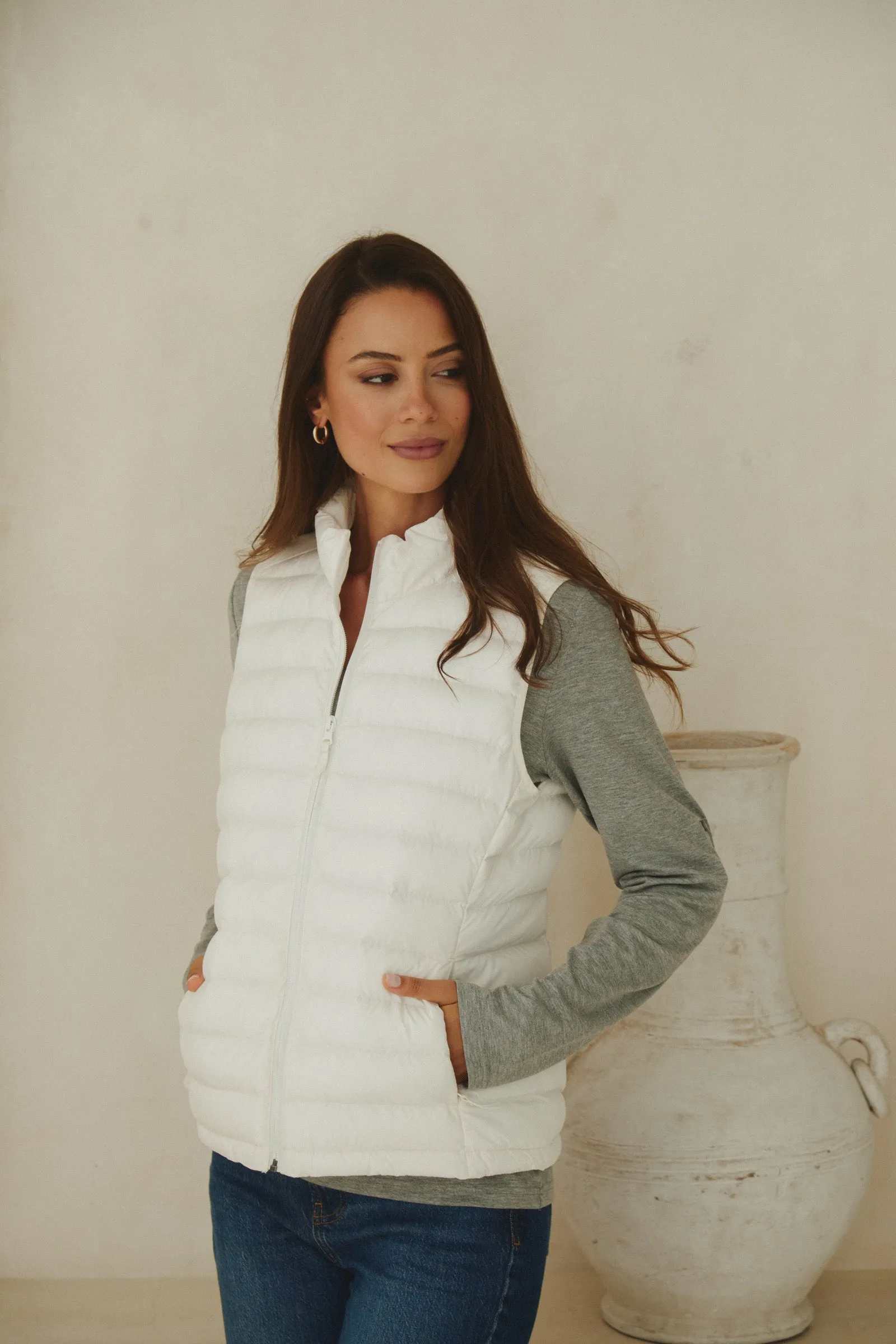 Glacial Gilet (Neck Lotus Embroidery)