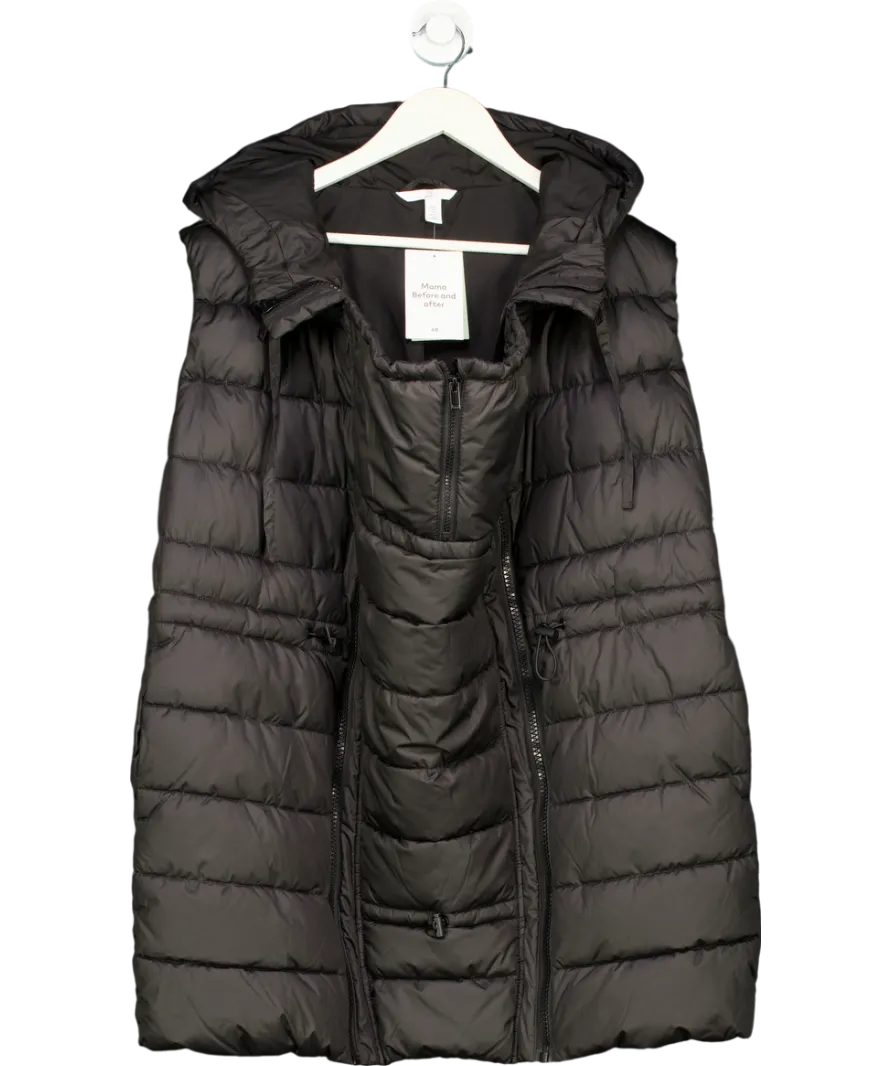 H&M Black Mama Before & After Babywearing Puffer Gilet UK S
