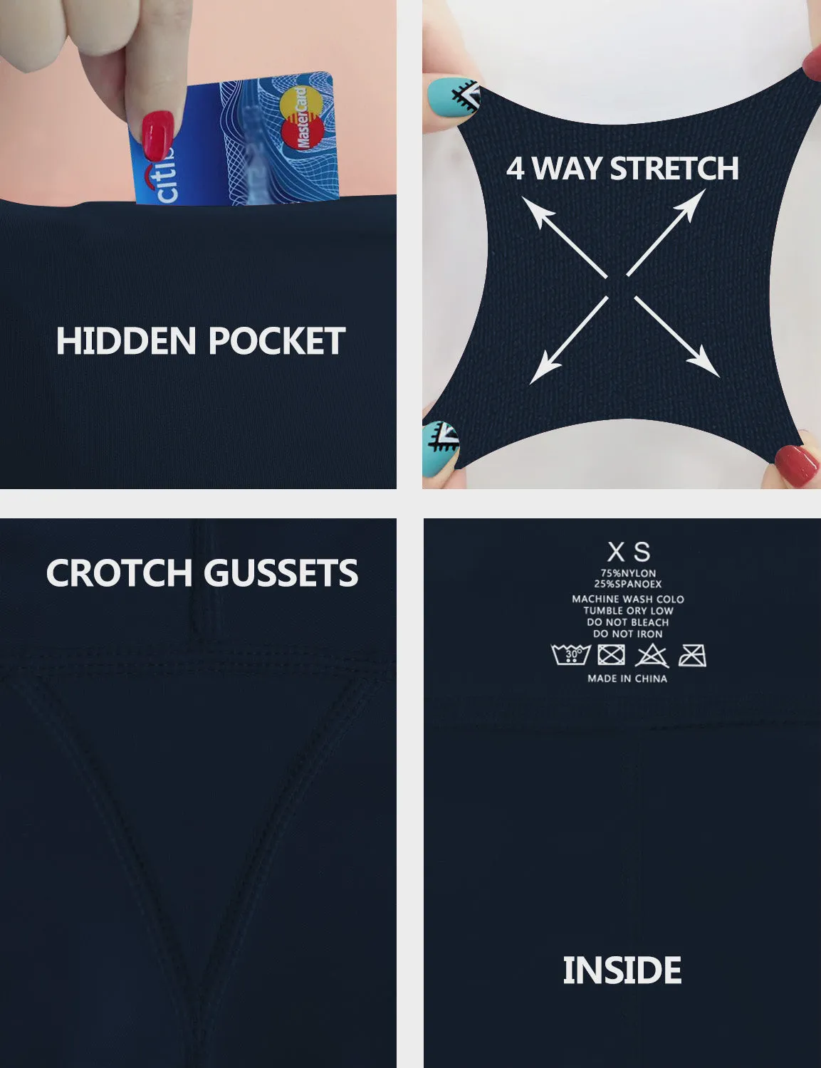 High Waist Side Pockets Biking Pants navyblue_Biking