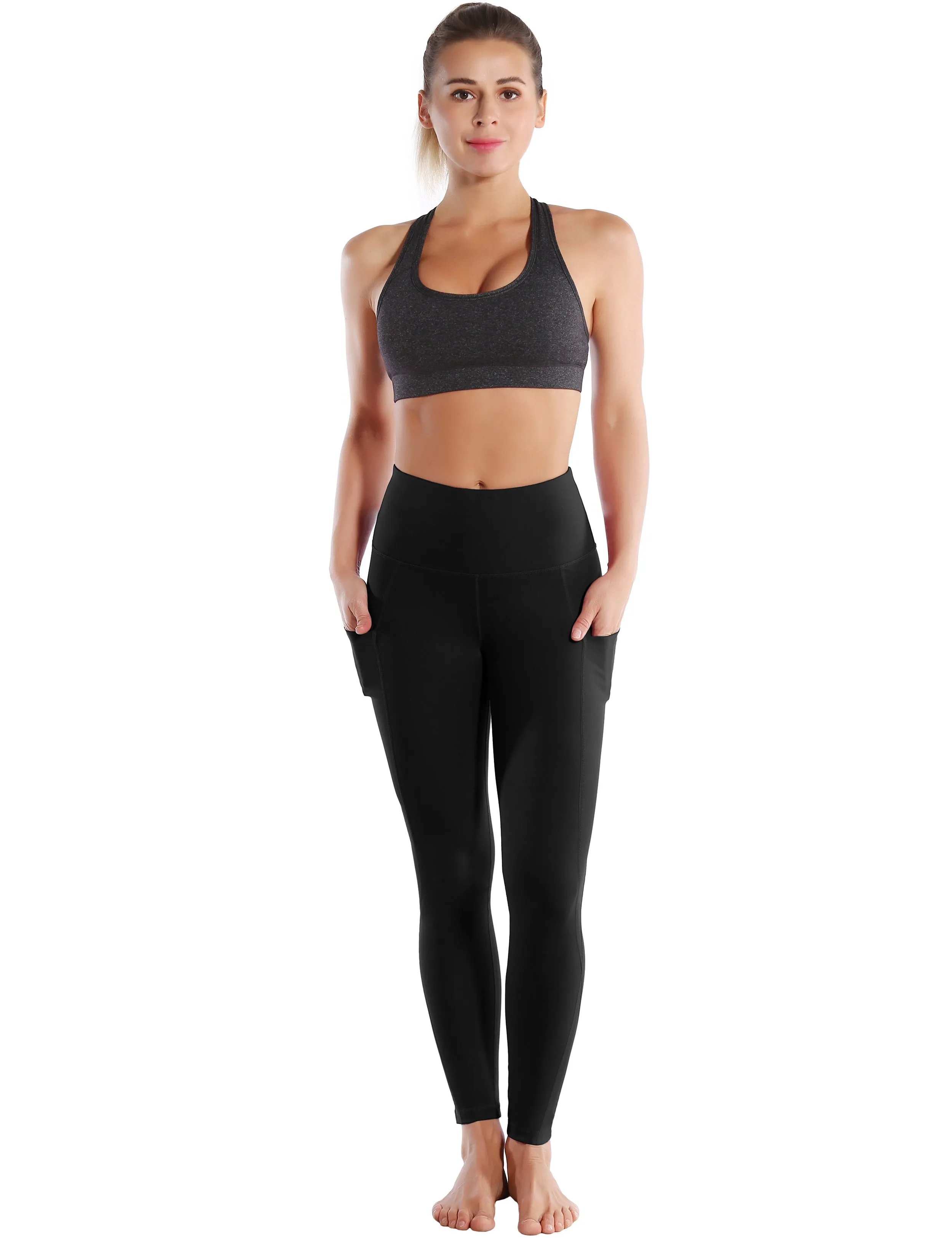 High Waist Side Pockets Gym Pants jetblack_Gym