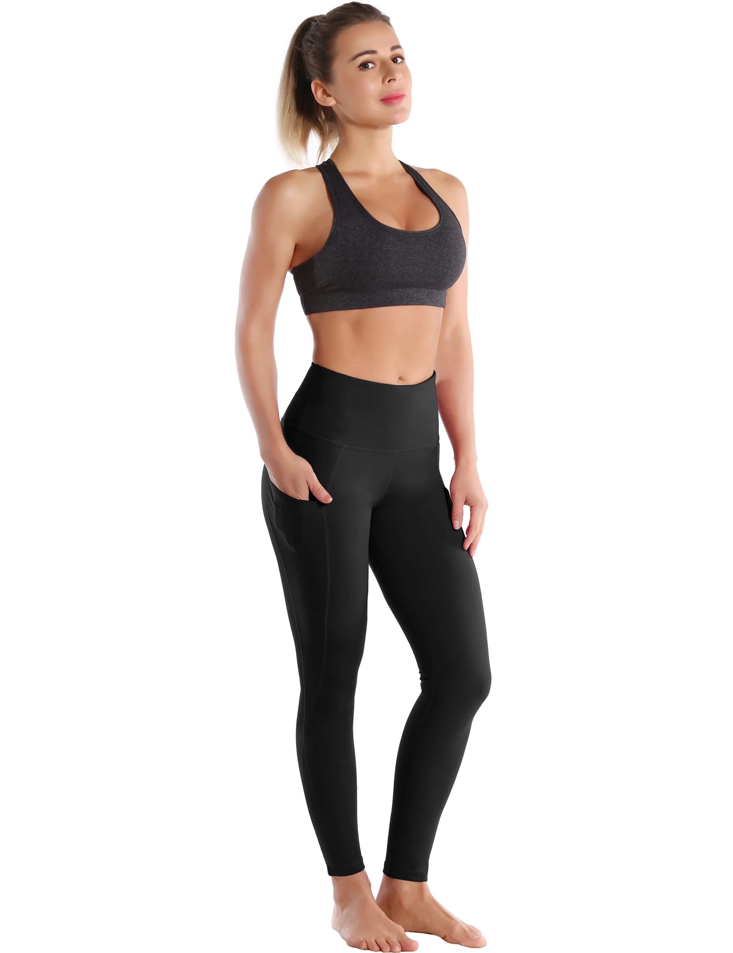 High Waist Side Pockets Gym Pants jetblack_Gym