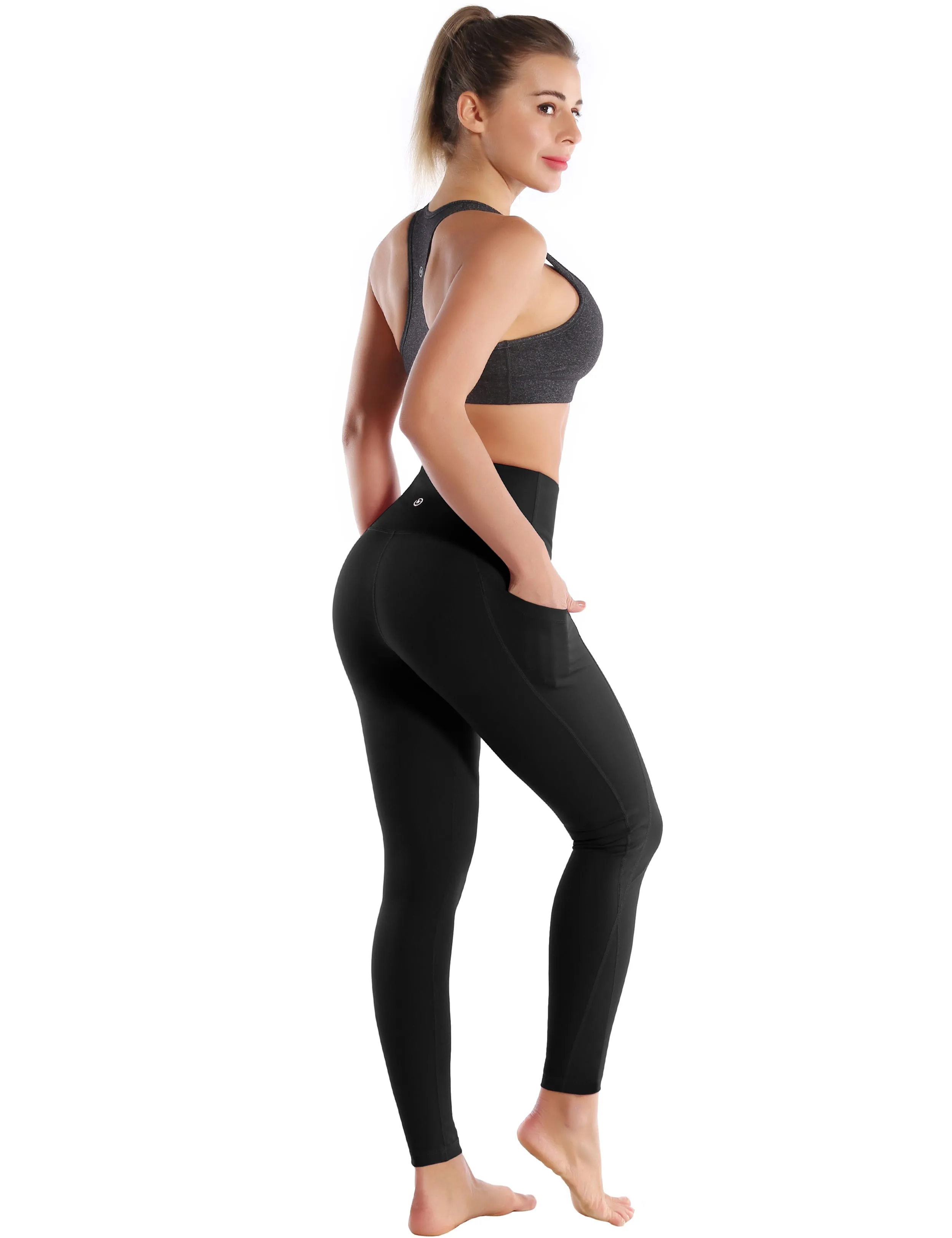 High Waist Side Pockets Gym Pants jetblack_Gym