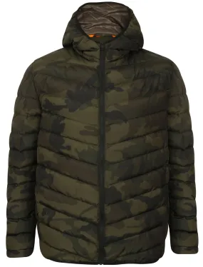 Humberstone Quilted Puffer Jacket In Khaki Camo - Dissident