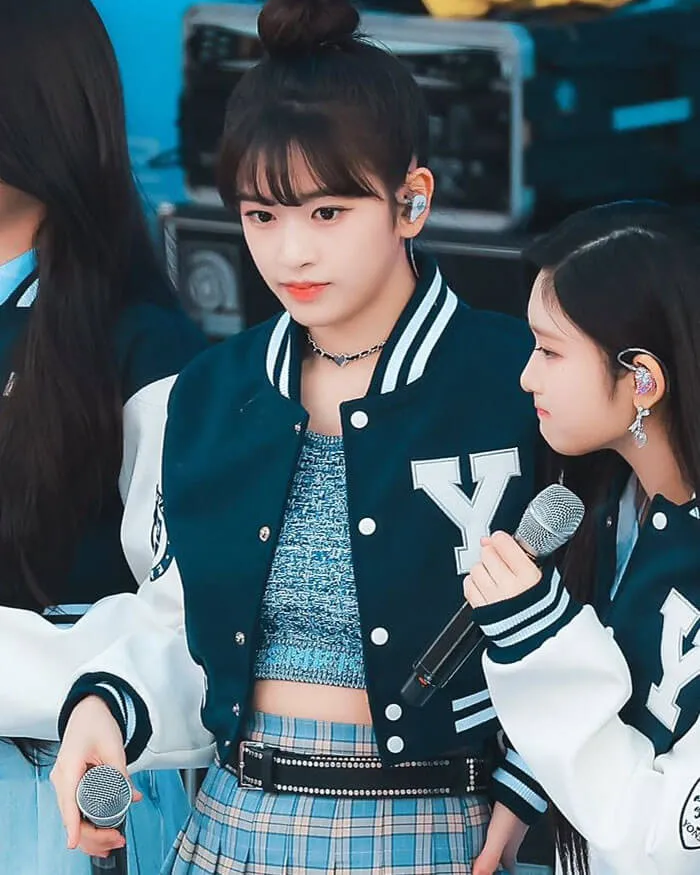 IVE Wonyoung Yonsei University Navy Varsity Jacket with Embroidered Patches