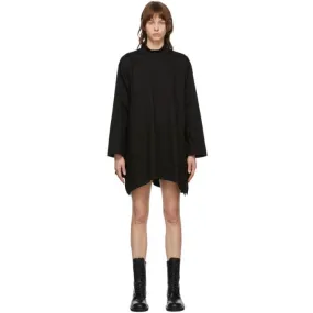 Juun.J Black Curve Hem Turtleneck Dress