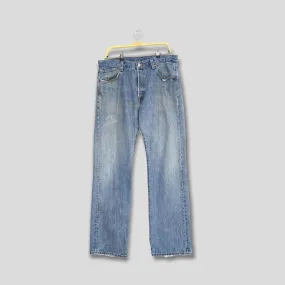 Levi's 501 Faded Blue Jeans Stone Washed Size 35x32