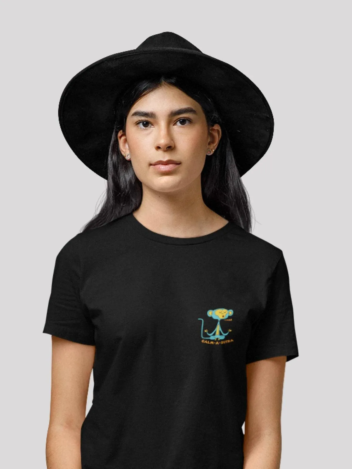 Meditating Monkey Black Unisex T-Shirt