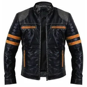 Men Vintage Distressed Biker Leather Jacket