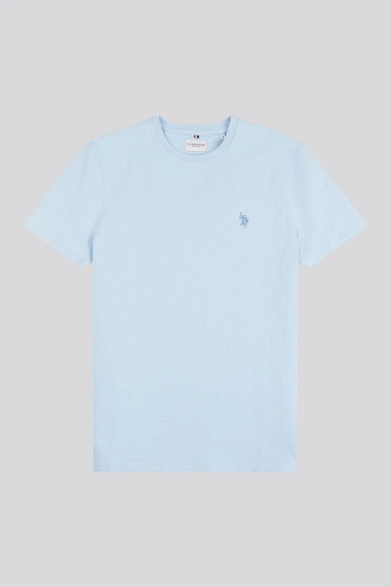Mens Classic Fit Seersucker T-Shirt in Cashmere Blue