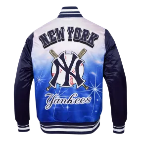 MLB NEW YORK YANKEES SUBLIMATED MEN'S SATIN JACKET-MIDNIGHT SKY (MIDNIGHT NAVY)