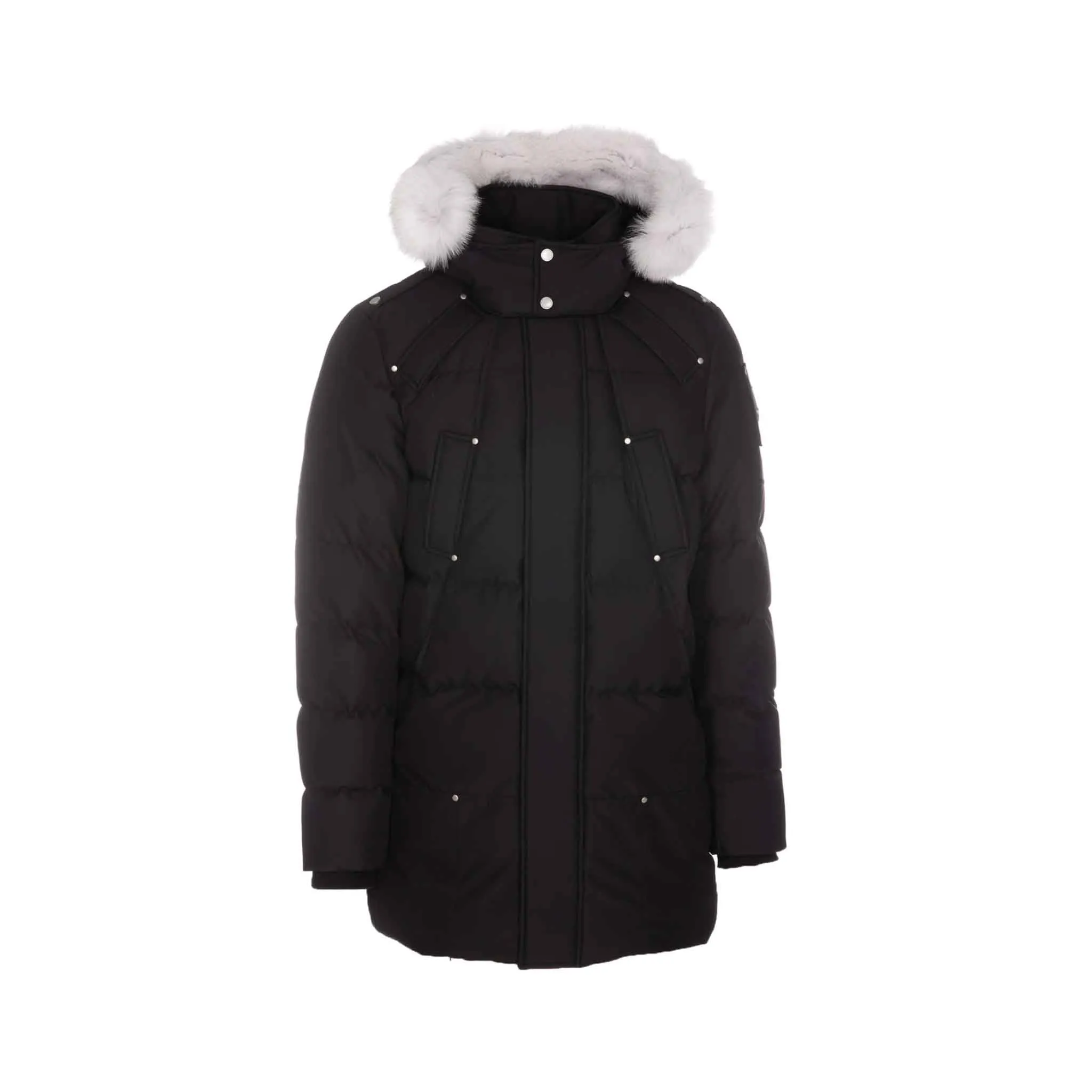 Moose Knuckles Mens Cloud Parka in Black/ Natural Fox Fur