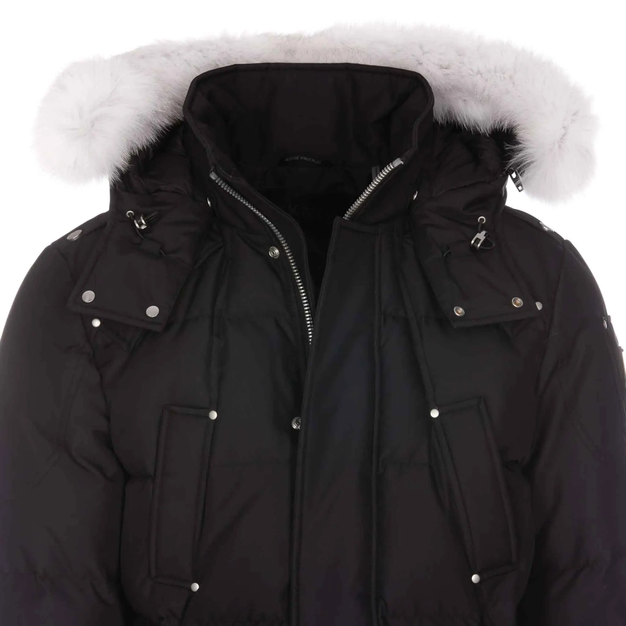 Moose Knuckles Mens Cloud Parka in Black/ Natural Fox Fur