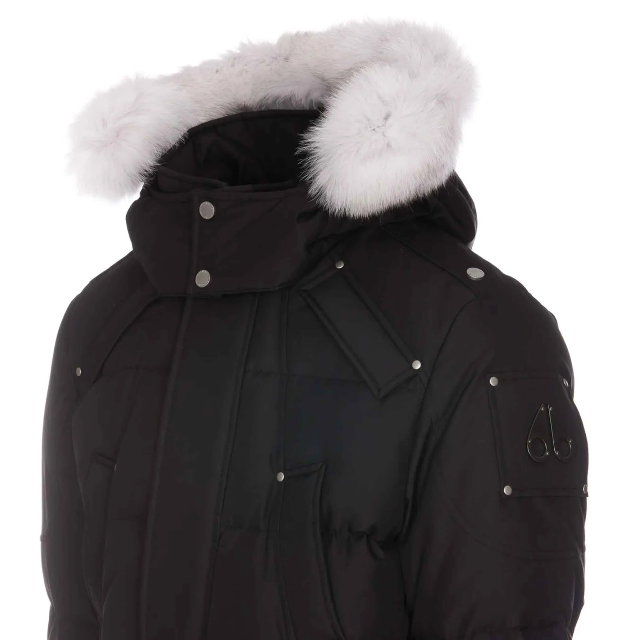 Moose Knuckles Mens Cloud Parka in Black/ Natural Fox Fur