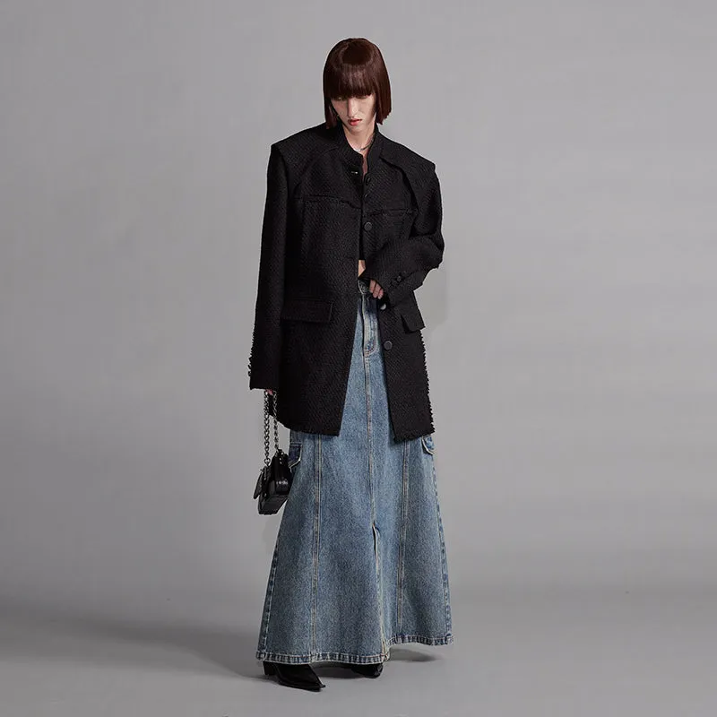 NUTH "The Illusion" Mandarin Collar Tweed Blazer